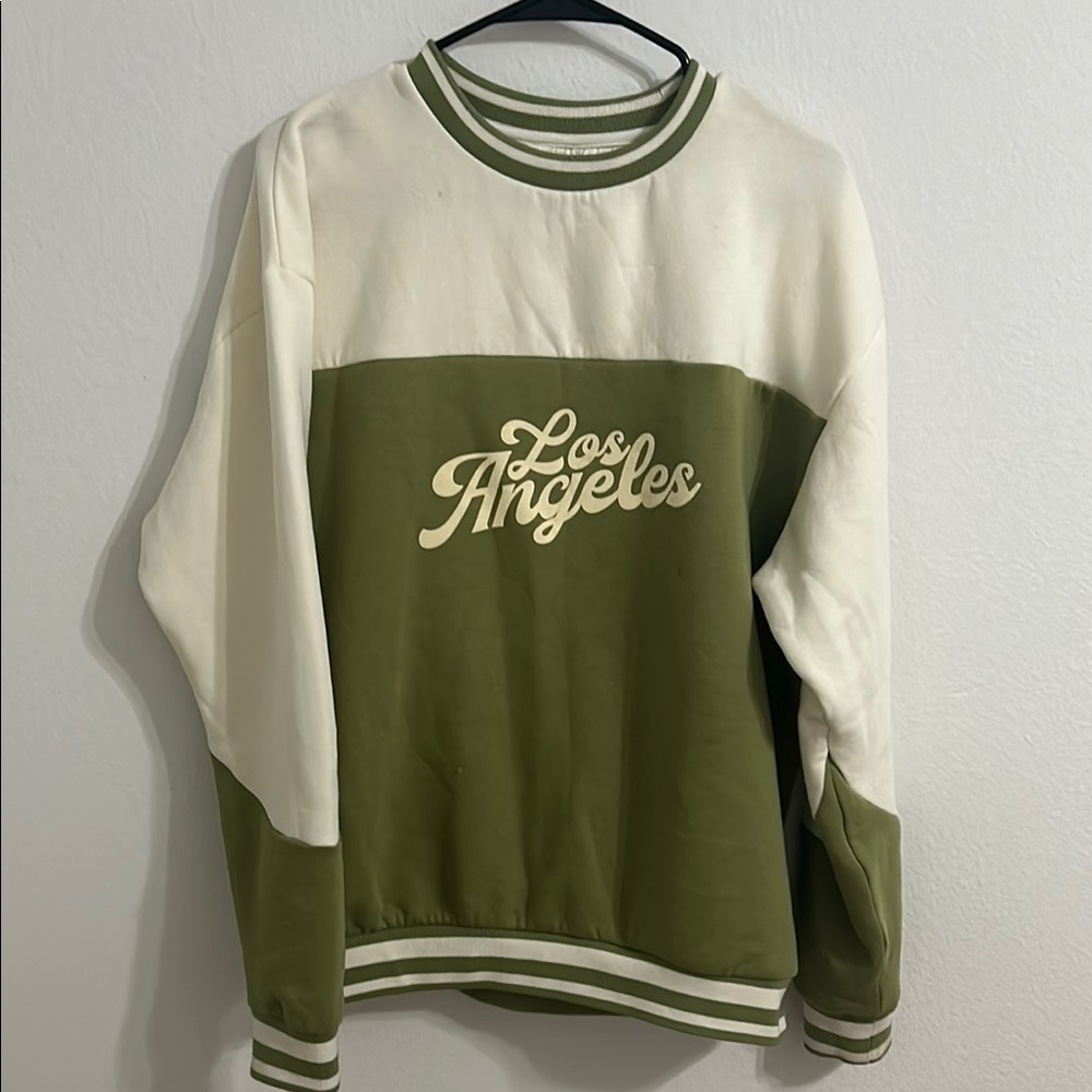 Chic Green and Cream Pullover